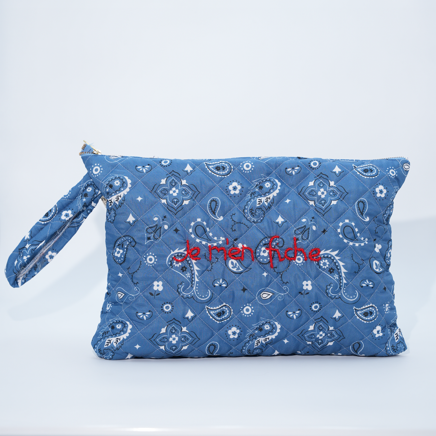 Pochette Matelassé "Je m'en fiche" Bandana Blu Jeans