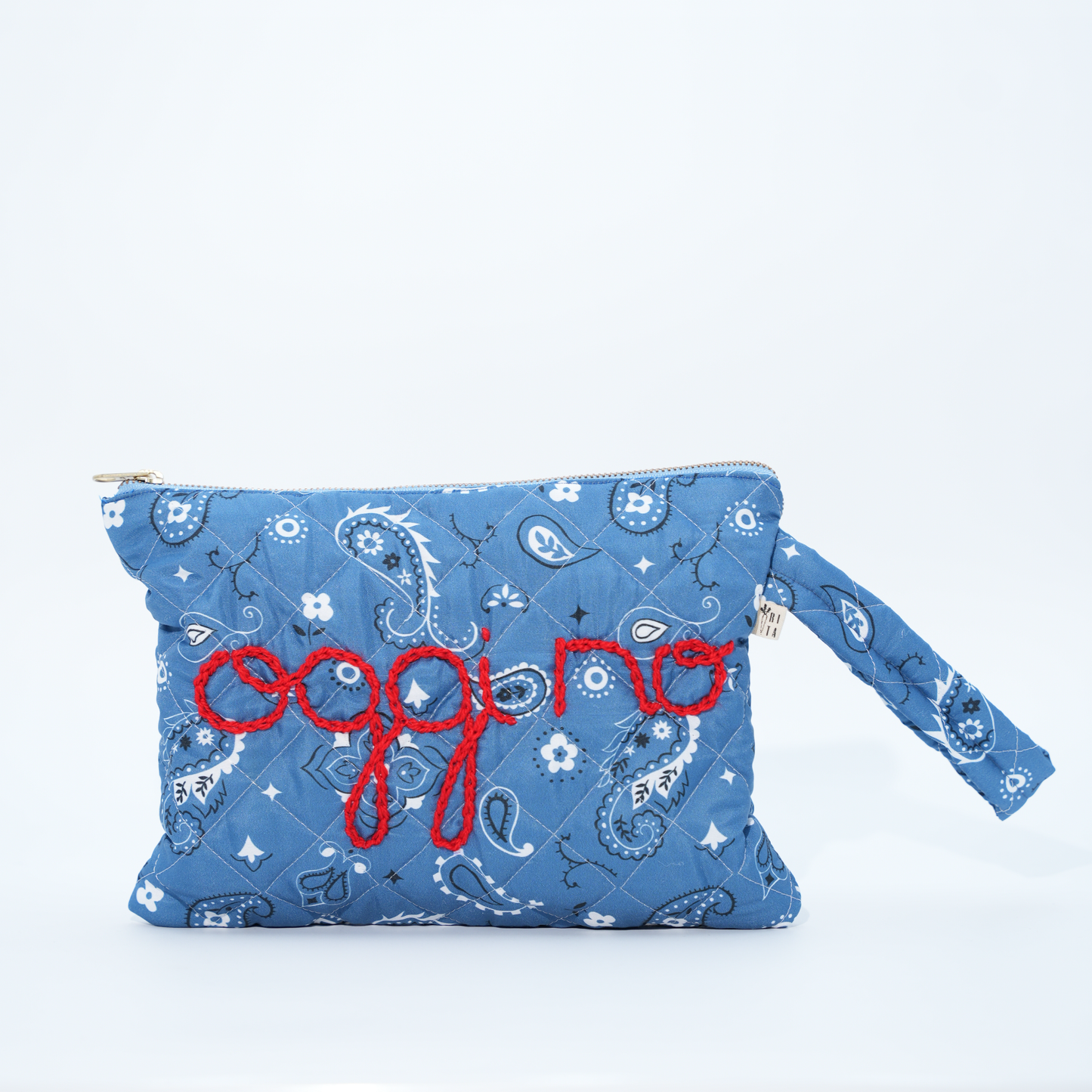 Pochette Matelassè "Oggi no" Bandana Blu Jeans