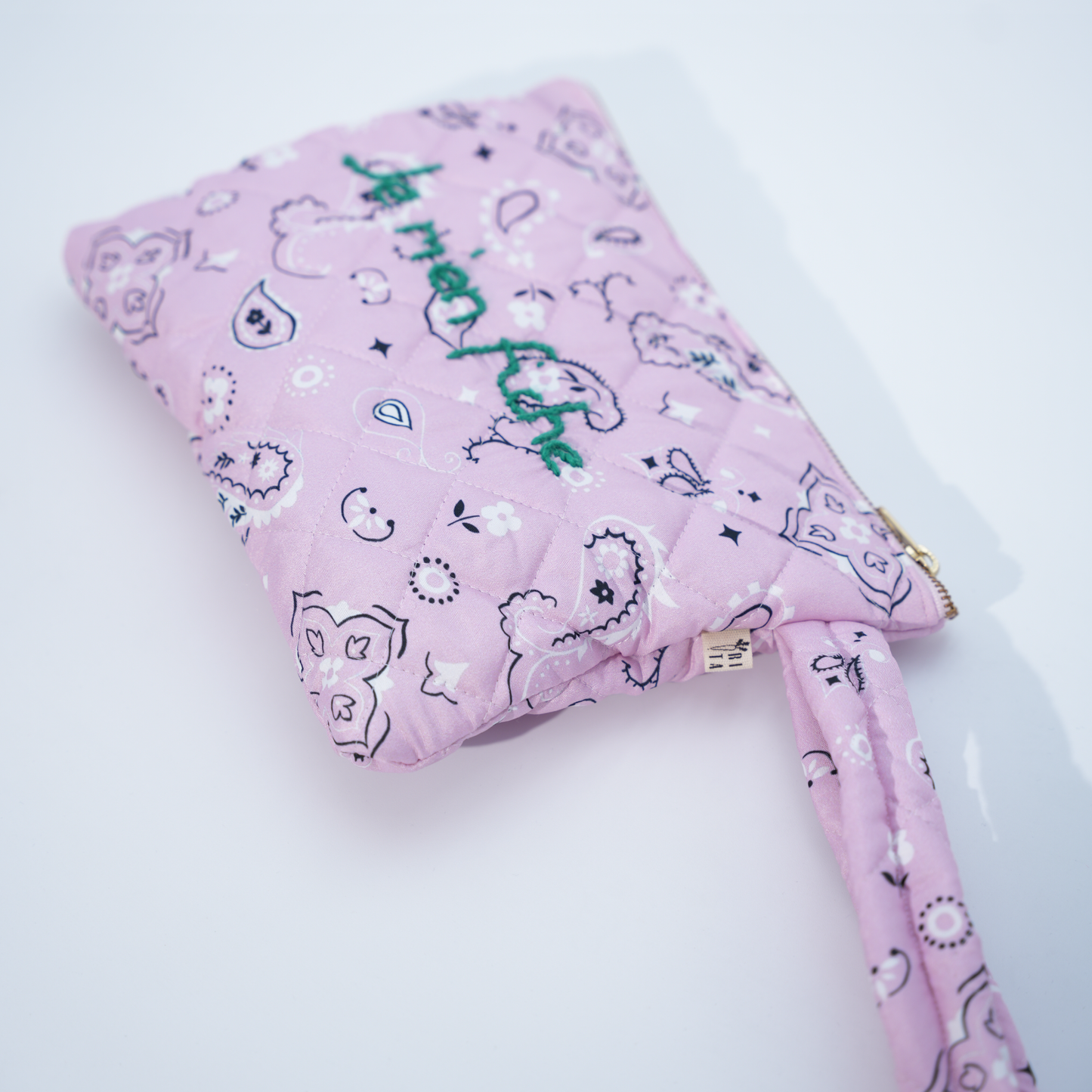 Pochette Matelassé "Je m'en fiche" Bandana Rosa