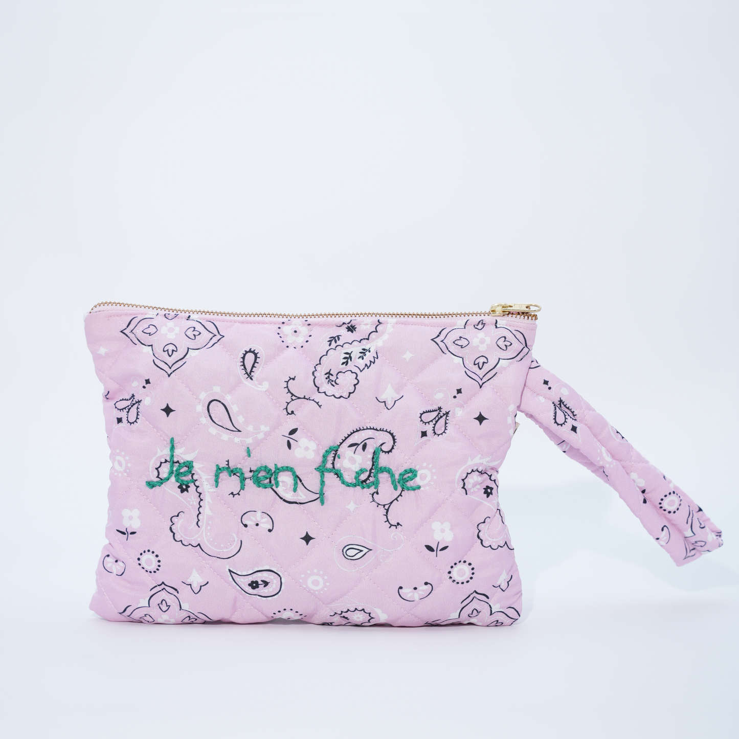 Pochette Matelassé "Je m'en fiche" Bandana Rosa
