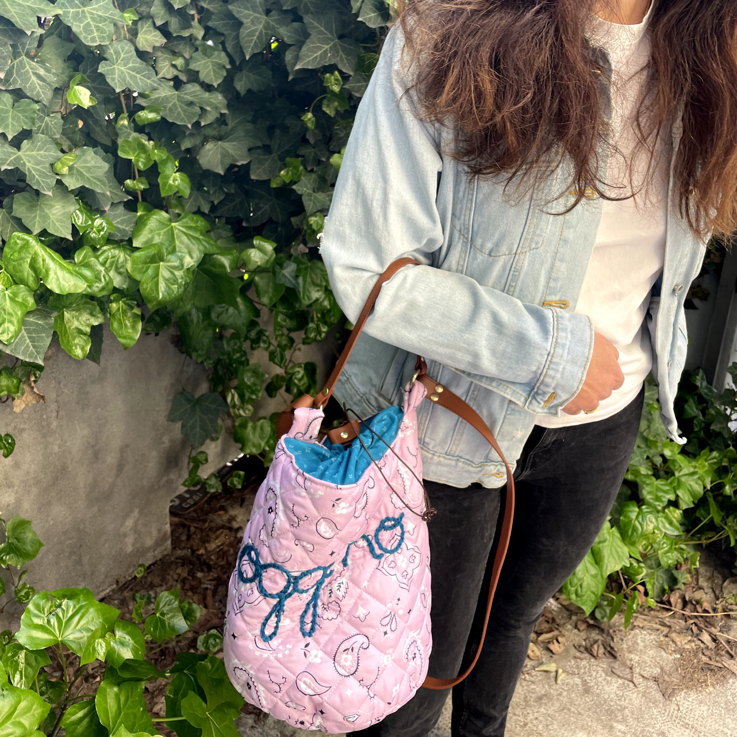 Borsa Secchiello Matelassé "Oggi no" Bandana Rosa