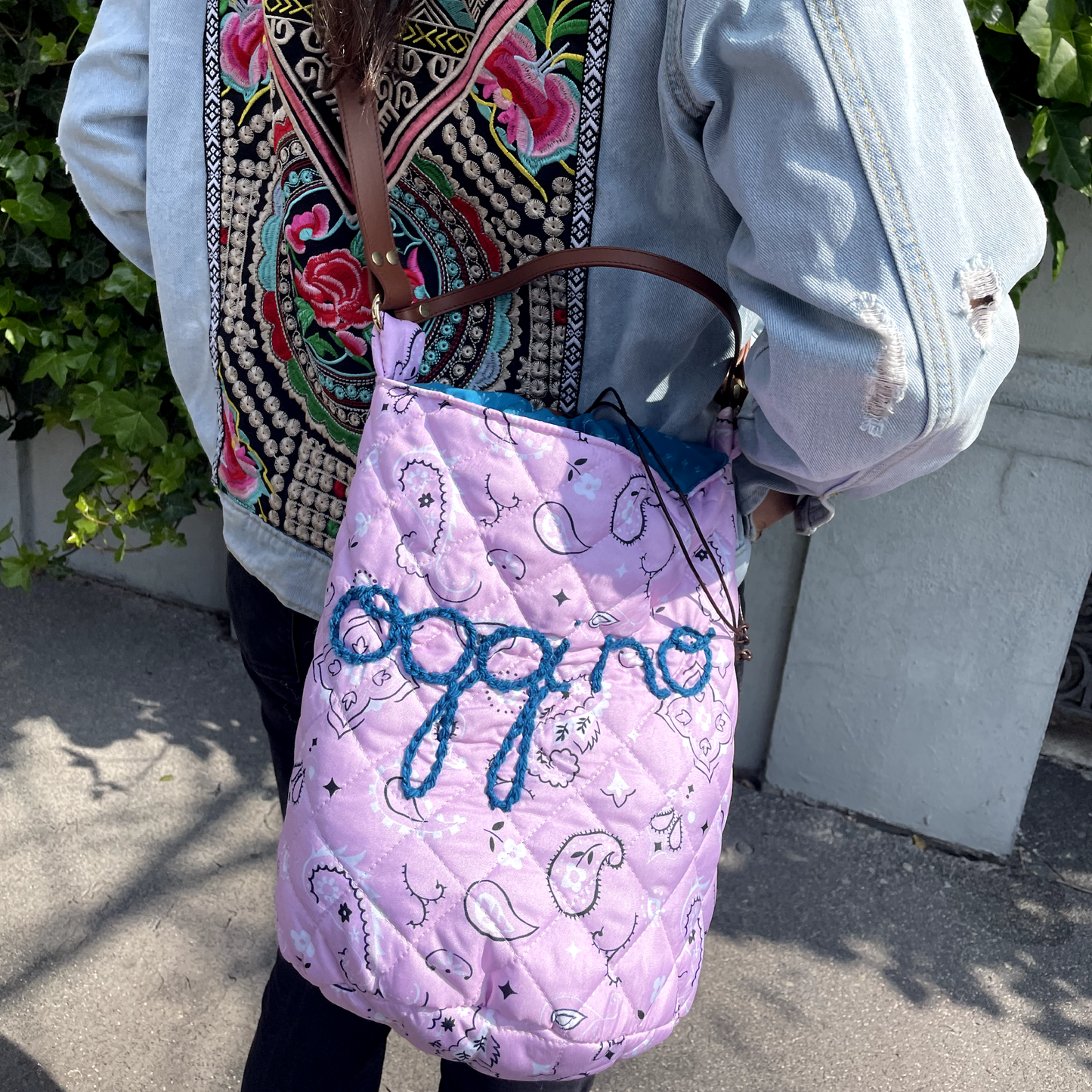 Borsa Secchiello Matelassé "Oggi no" Bandana Rosa