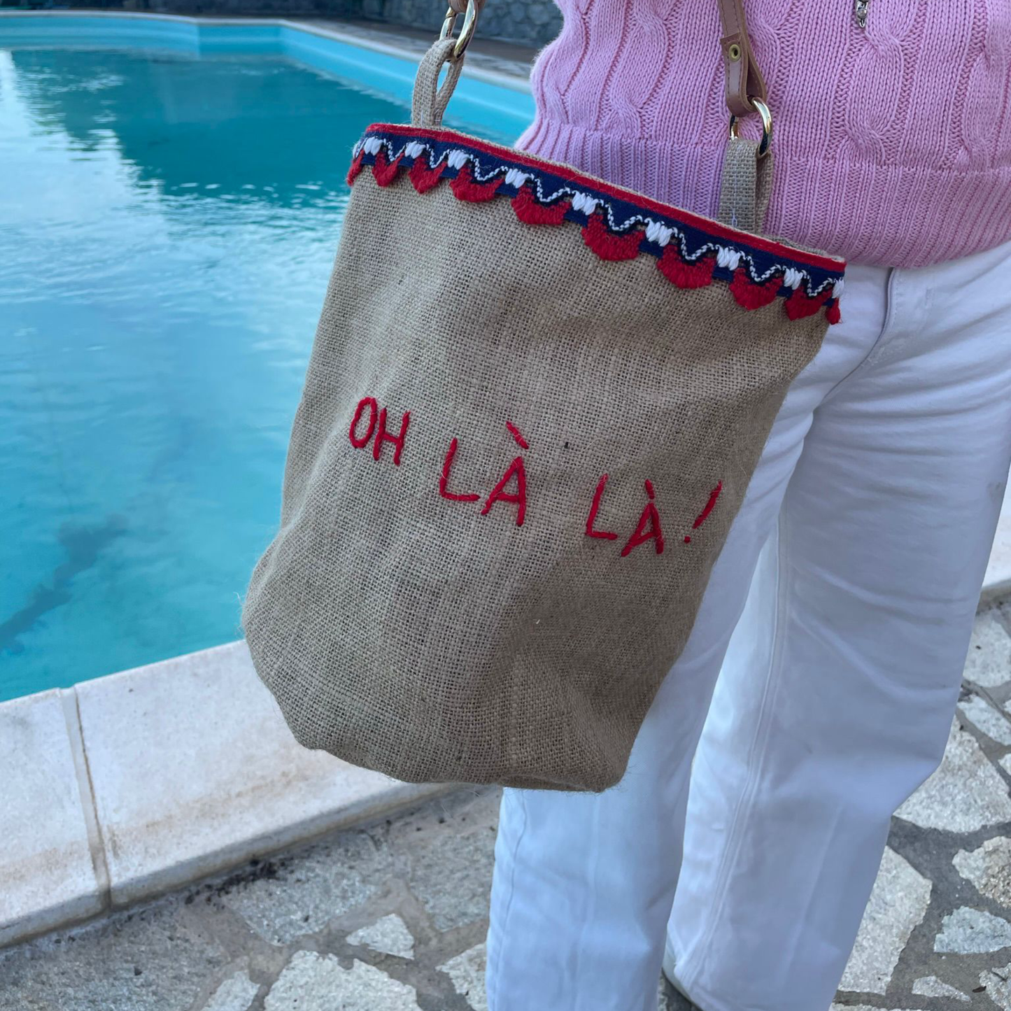 Borsa Secchiello Iuta "Oh là là!" con Fodera a Pois