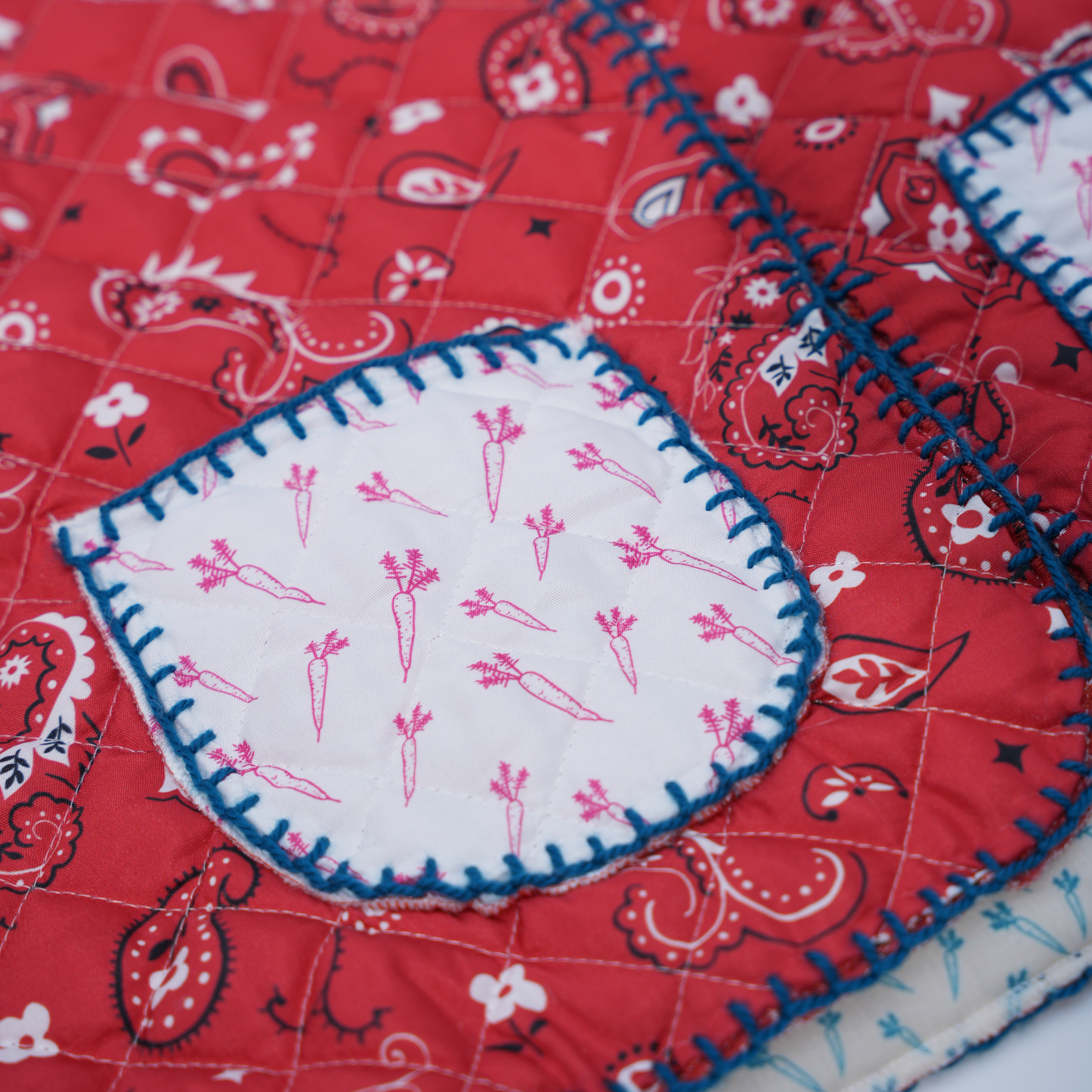 Giacca Matelassè Bandana Rossa con Ricamo Blu tg S