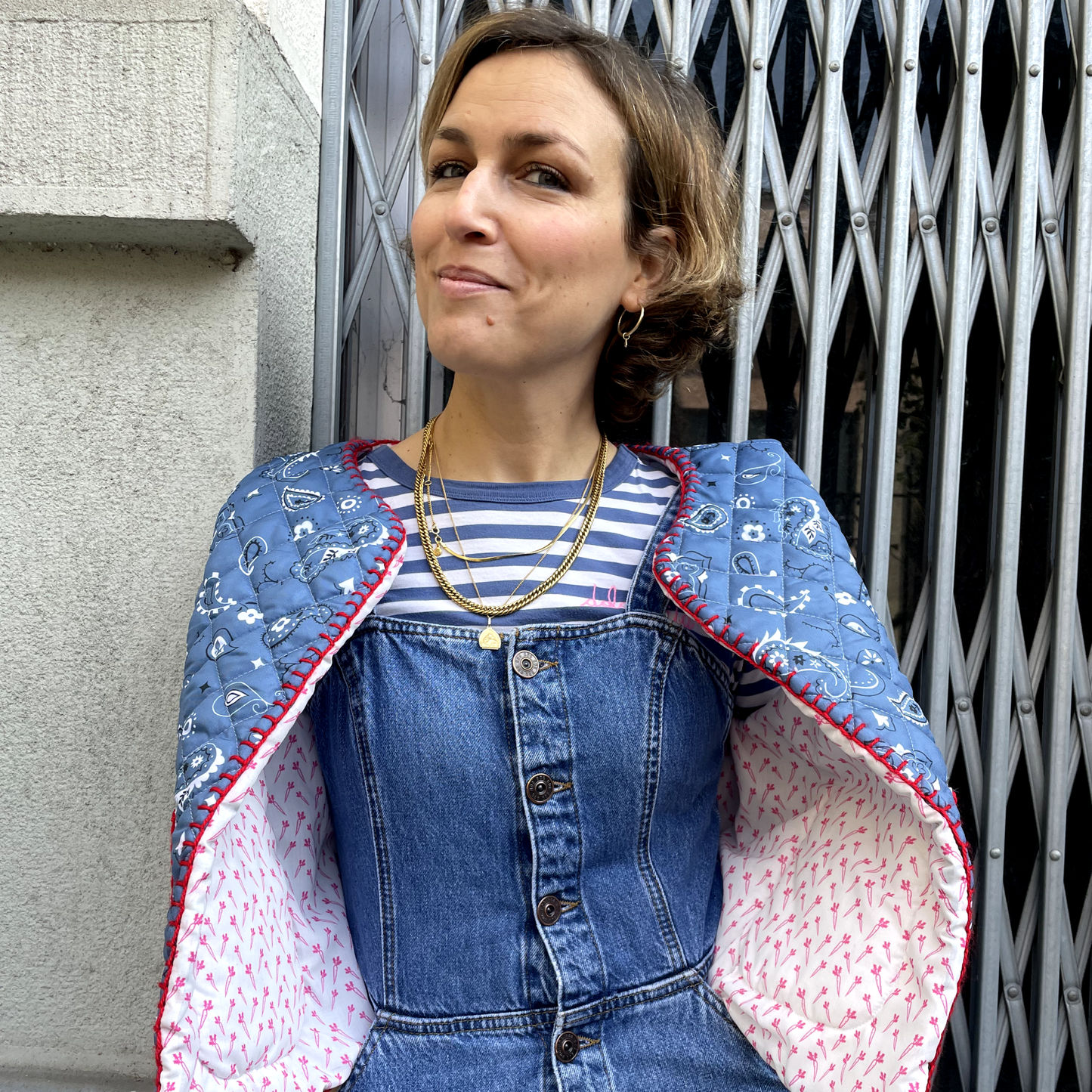 Gilet Matelassè Bandana Blu Jeans tg M
