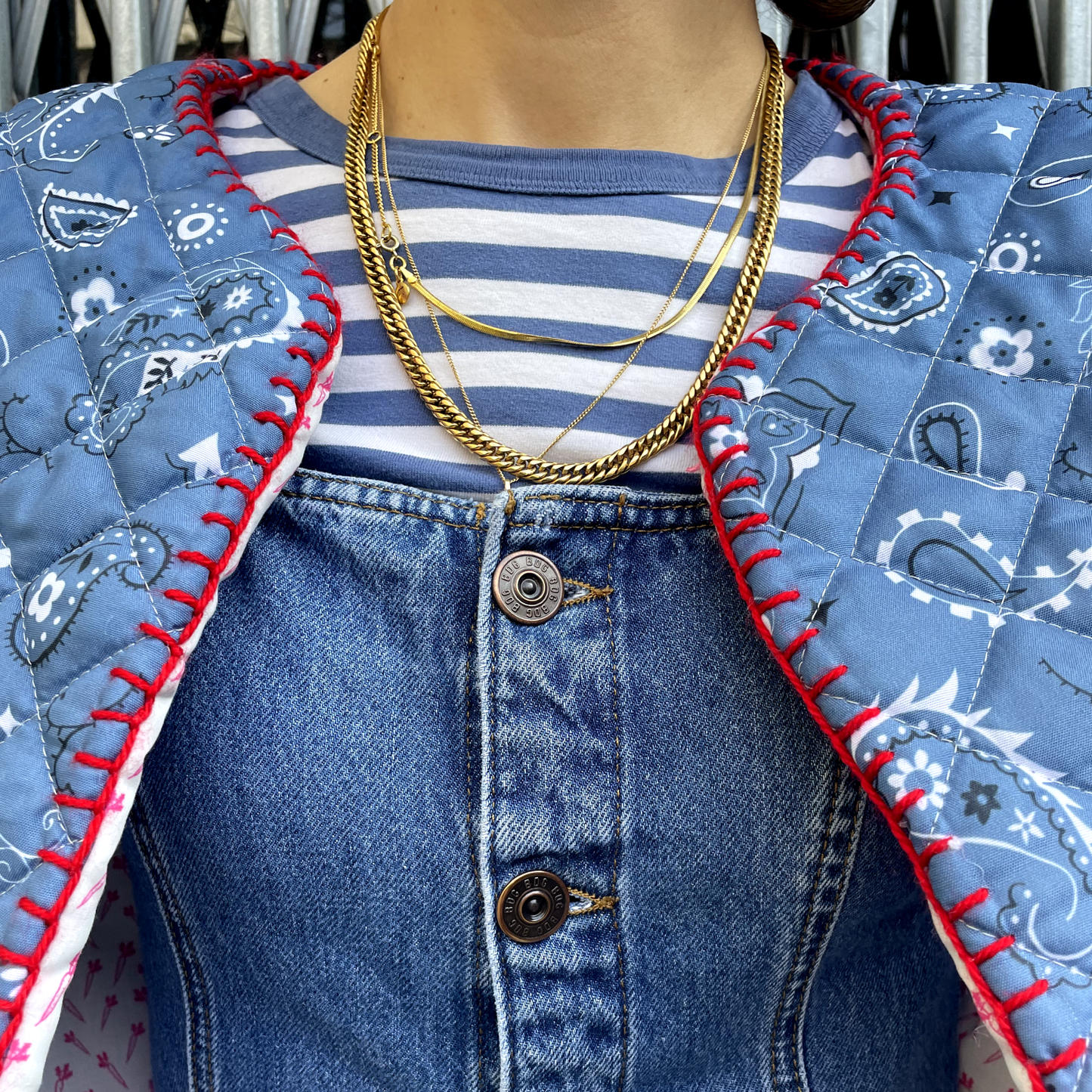 Gilet Matelassè Bandana Blu Jeans tg M