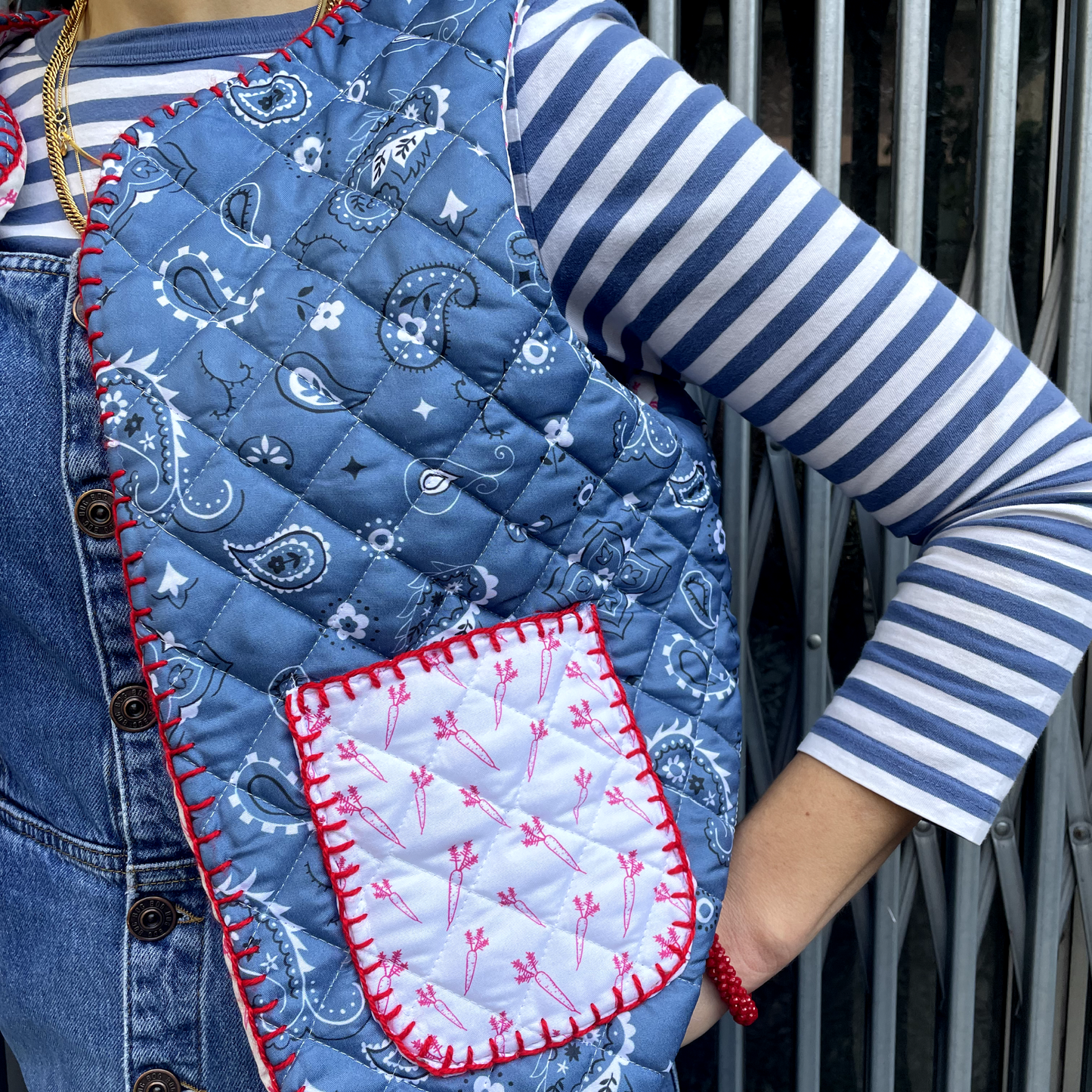 Gilet Matelassè Bandana Blu Jeans tg M