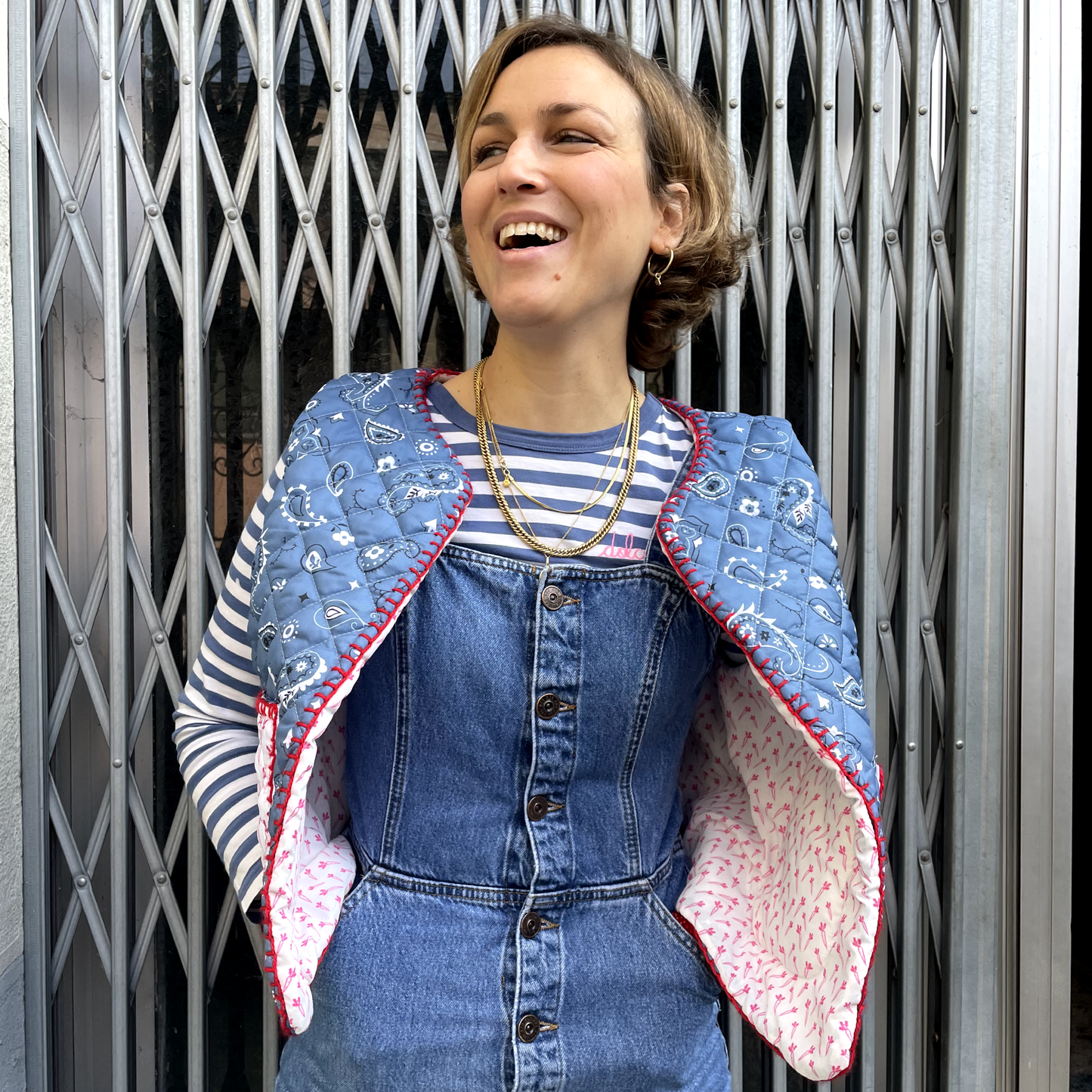 Gilet Matelassè Bandana Blu Jeans tg M