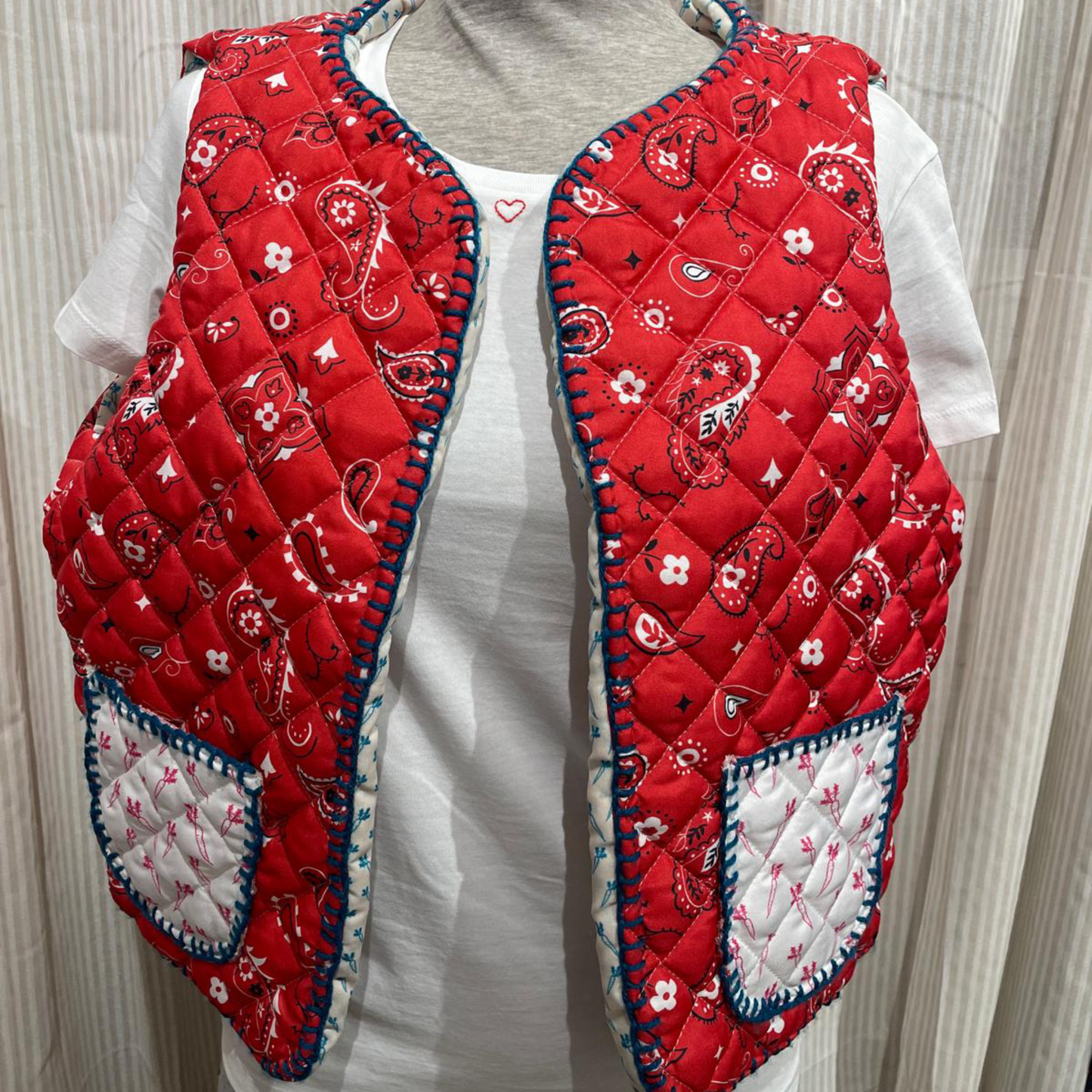 Gilet Matelassè Bandana Rosso tg XS