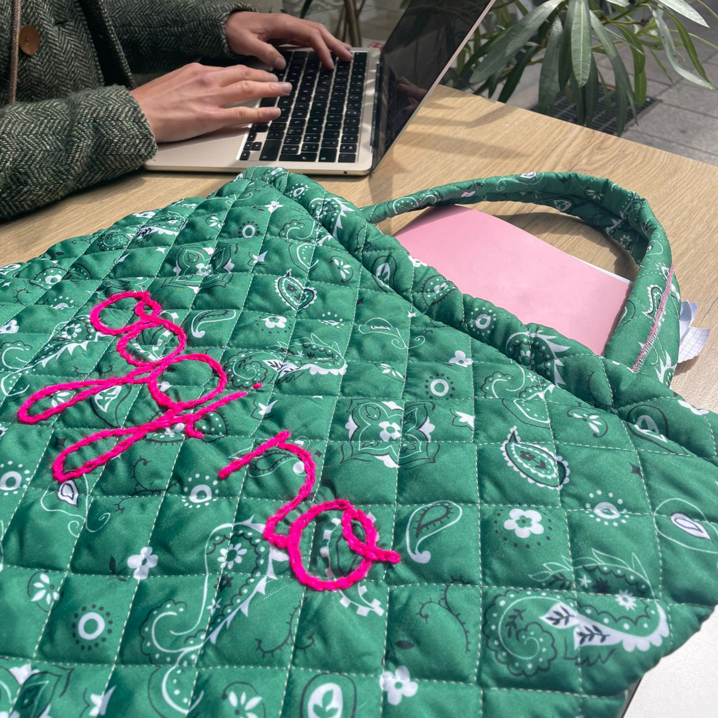 Borsa Weekend Matelassé "Oggi No" Bandana Verde
