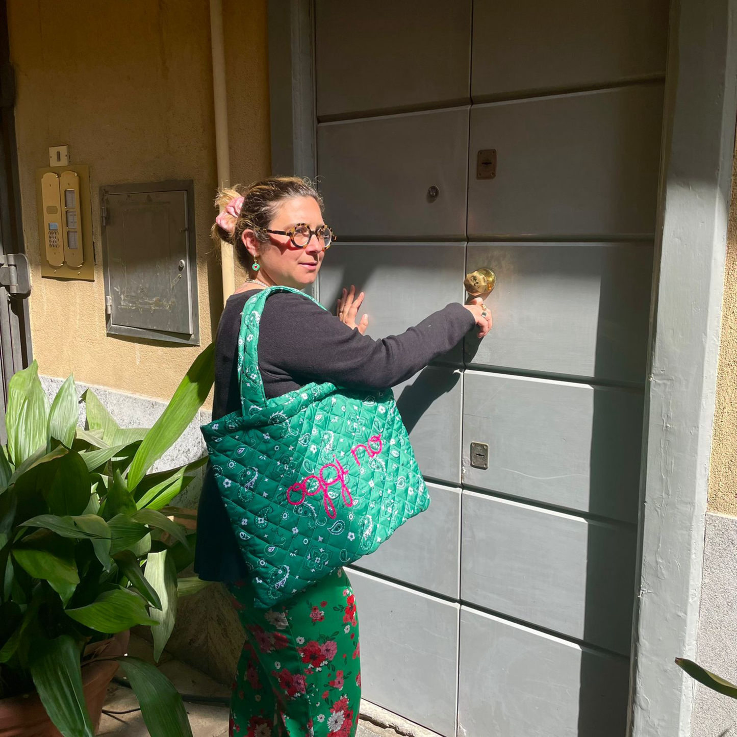 Borsa Weekend Matelassé "Oggi No" Bandana Verde