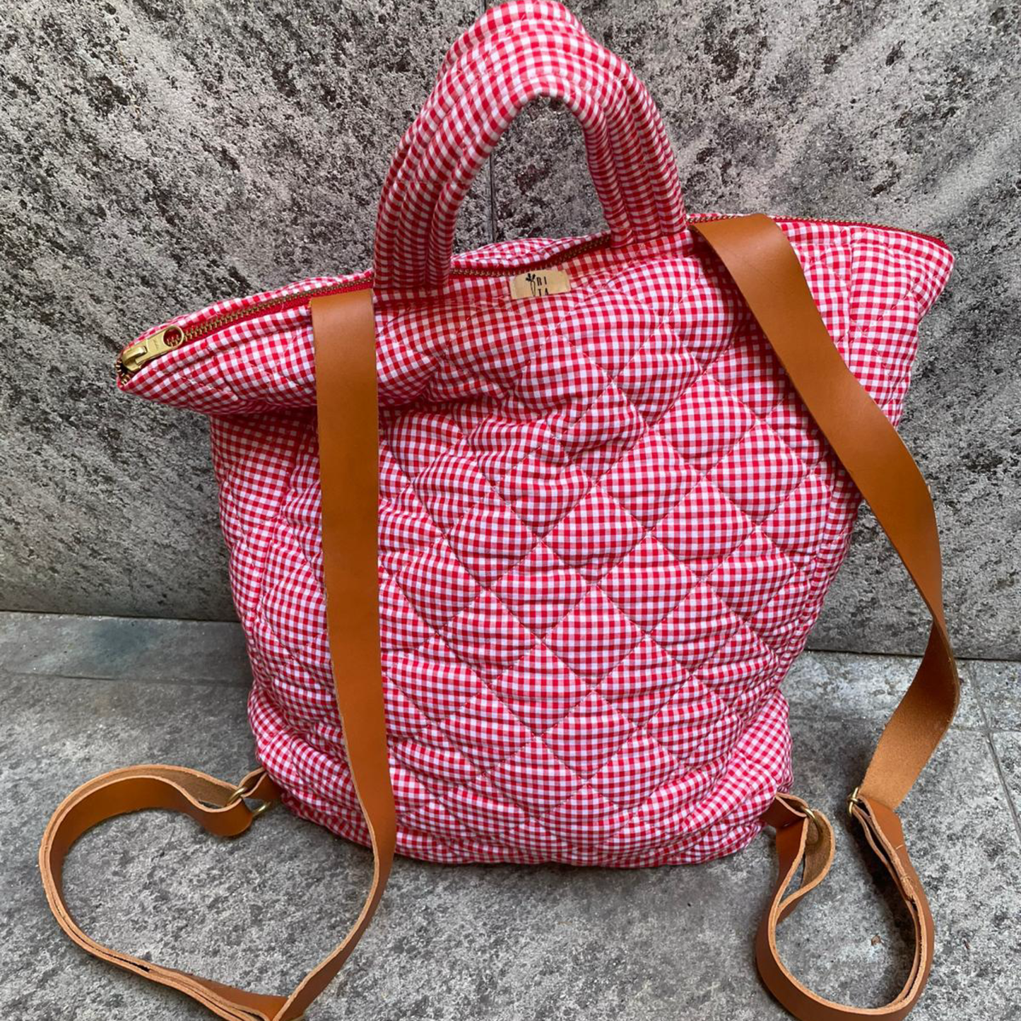 Zaino Lalla Vichy Rosso "C'est Ouf!"