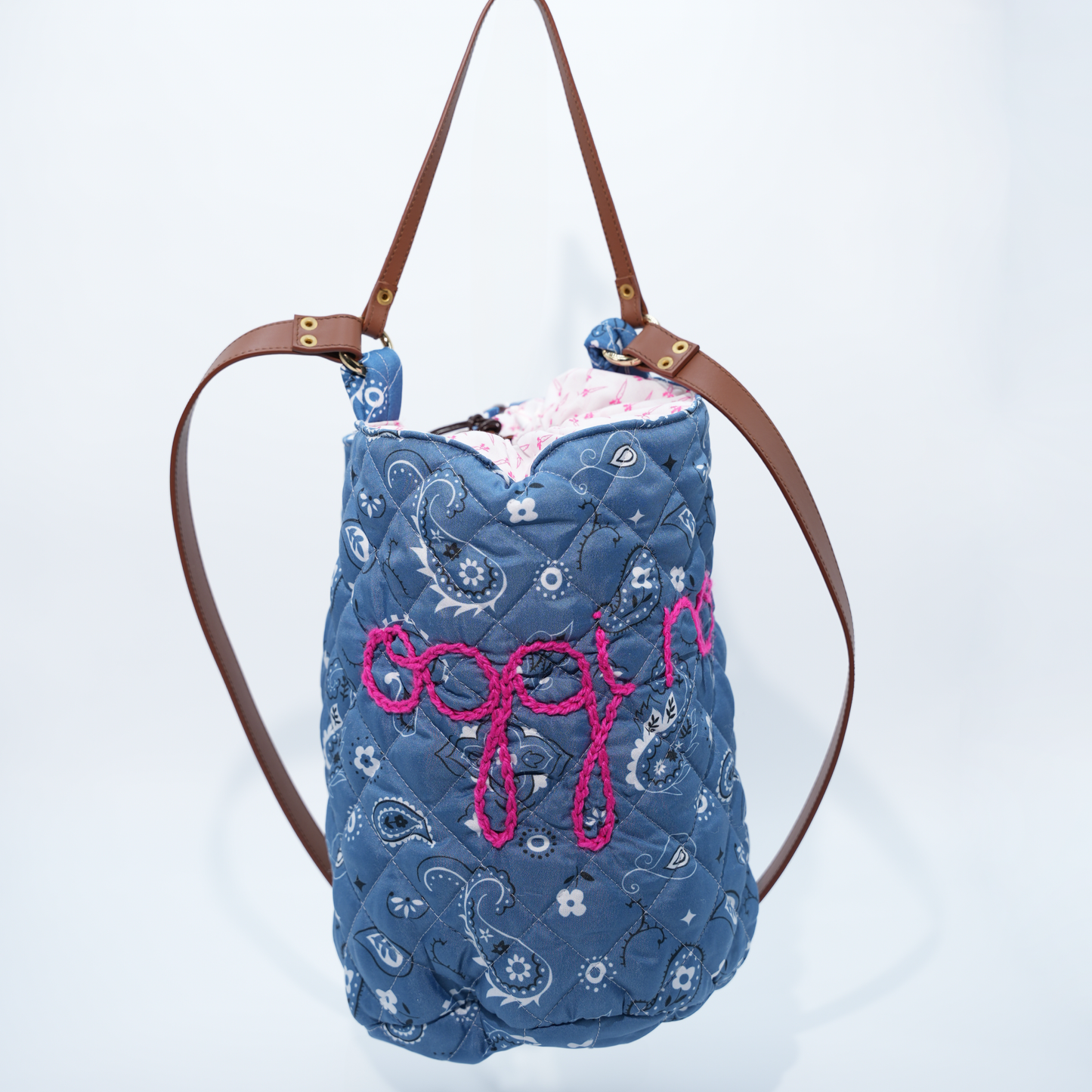 Borsa Secchiello Matelassé "Oggi no" Bandana Blu Jeans