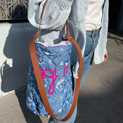 Borsa Secchiello Matelassé "Oggi no" Bandana Blu Jeans