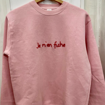 Felpa rosa "Je m'en fiche"