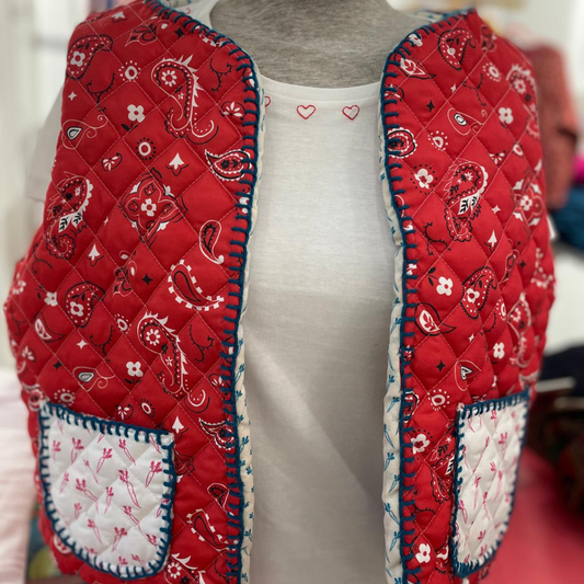 Gilet Matelassè Bandana Rosso tg M