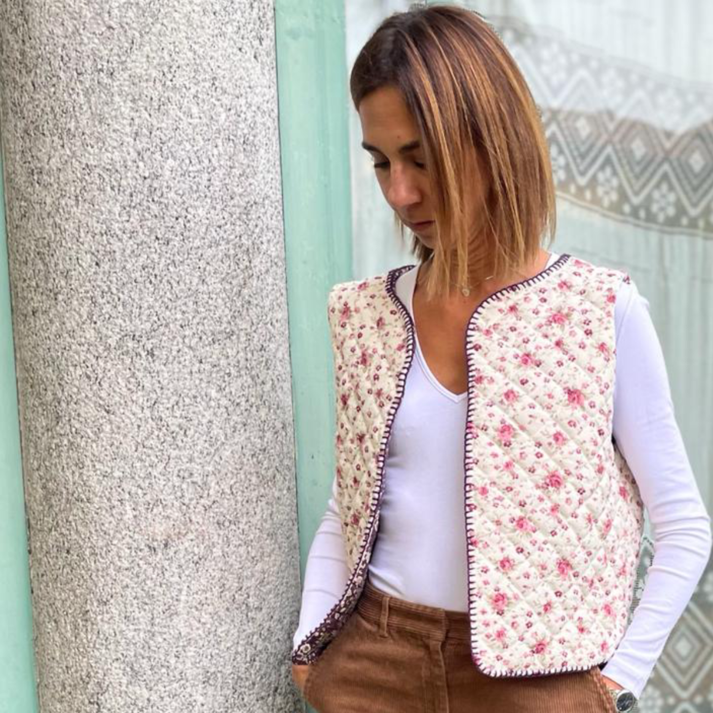 Gilet Matelassè Double Face Provenza Rosa/Vichy Rosa